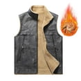 thumbnail image 1 of Busydd Men's Outerwear Vests Solid Color Sleeveless Fleece Vest Casual Comfy Warm Leather Vest for Men Fashion Zipper Stand Collar Mens Vest with Pockets 2XL, 1 of 9