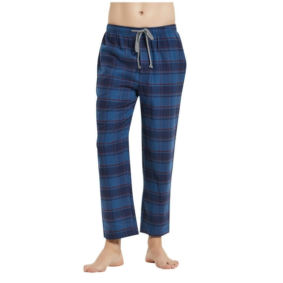 Busydd Men's Pajama Pants Fashion Plaid Sleepwear Elastic Waist Drawstring Casual Pants Lightweight Baggy Loungewear Pants