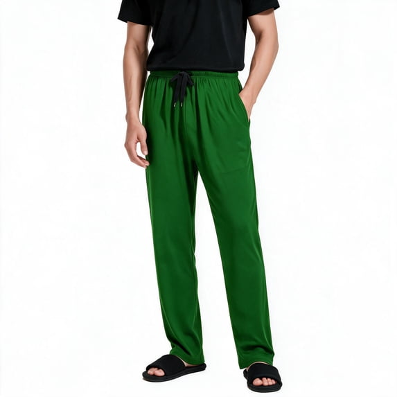 Busydd Men's Pajama Pants Fashion Solid Color Elastic Waist Men's Pajama Bottoms Casual Comfy Drawstring Mens Lounge Pants with Pockets