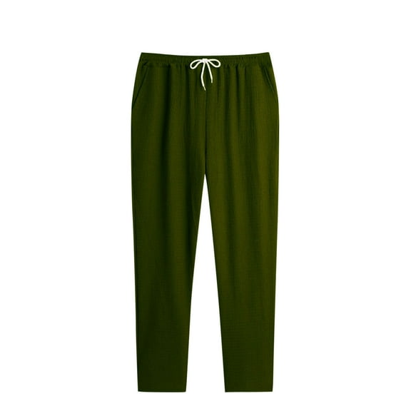 Busydd Men's Pants Elastic Waist Drawstring Casual Pants Solid Color Straight Leg Trousers Comfortable Trendy Pants for Men with Pockets