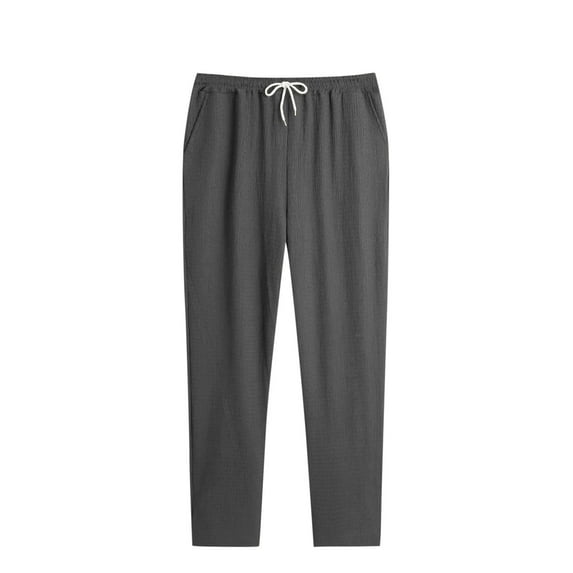 Busydd Men's Pants Elastic Waist Drawstring Casual Pants Solid Color Straight Leg Trousers Comfortable Trendy Pants for Men with Pockets
