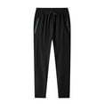 thumbnail image 1 of Busydd Men's Pants Plus Size Pants M-5XL Elastic Waist Drawstring Casual Pants Solid Color Baggy Sweatpants for Men Comfortable Ice Silk Workout Pants for Men with Zipper Pockets, 1 of 7