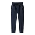 thumbnail image 1 of Busydd Men's Pants Plus Size Pants M-5XL Elastic Waist Drawstring Casual Pants Solid Color Baggy Sweatpants for Men Comfortable Ice Silk Workout Pants for Men with Zipper Pockets, 1 of 7