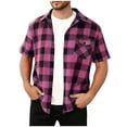 thumbnail image 1 of Busydd Men's Shirts Casual Lapel Button Down Shirt Fashion Plaid Short Sleeve Mens Summer Shirts with Pocket XL, 1 of 8
