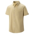 thumbnail image 1 of Busydd Men's Shirts Summer Solid Color Button Down Shirt Men Trendy Turndown Collar Short Sleeve Dress Shirts with Pocket S, 1 of 4