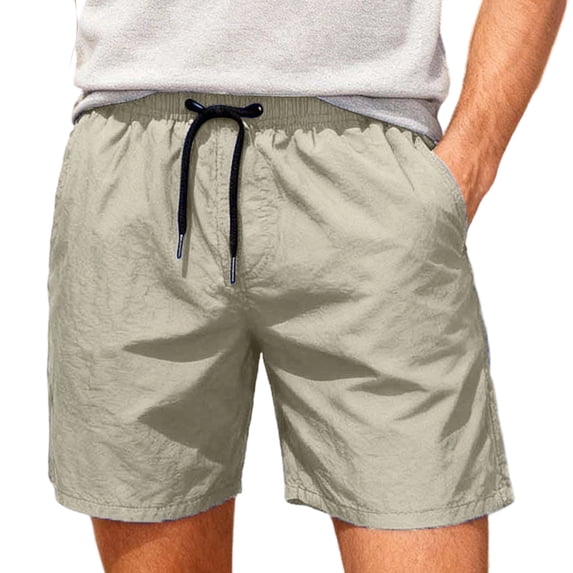 Busydd Men's Shorts with Mesh Lining Comfortable Casual Solid Color Elastic Waist Beach Shorts Stylish Knee Length Summer Shorts with Pockets and Drawstring M