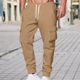 thumbnail image 1 of Busydd Men's Sweatpants Solid Color Elastic Waist Mens Cargo Pants Comfy Drawstring Fleece Athletic Pants for Men with Pockets M, 1 of 5