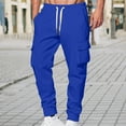 thumbnail image 1 of Busydd Men's Sweatpants Solid Color Elastic Waist Mens Cargo Pants Comfy Drawstring Fleece Athletic Pants for Men with Pockets S, 1 of 5