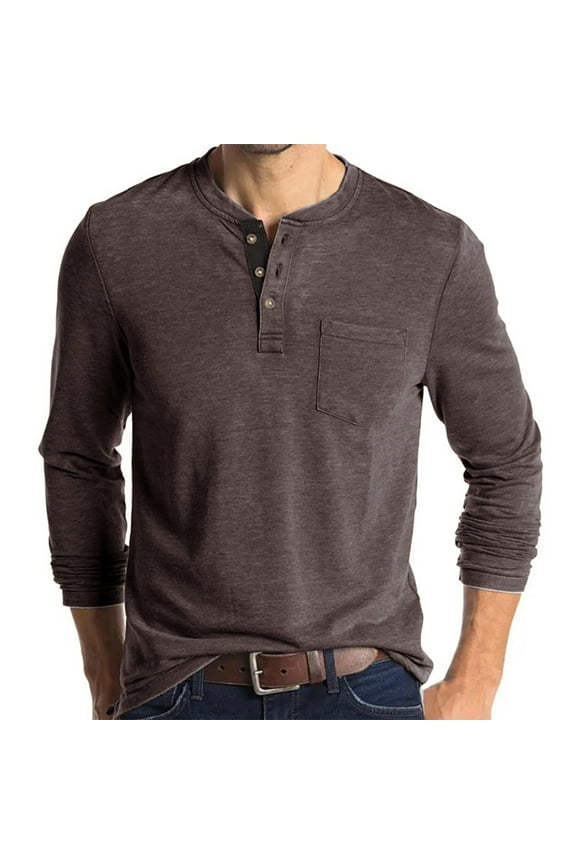 Men's Sweatshirts Fashion Solid Color Long Sleeve Shirt Quarter Button Up V Neck Formal Business Dress Shirts Casual Oversized Cotton Pullover Tops Plus Size Sweatshirt S-3XL
