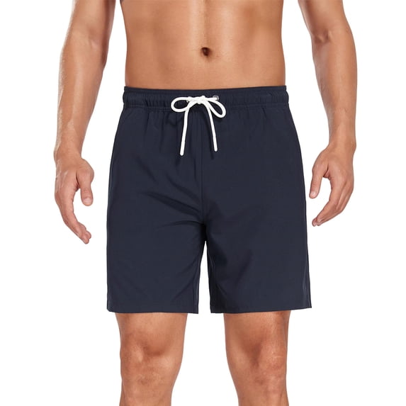 Busydd Men's Swim Trunks with Pockets Casual Comfy Elastic Waist Shorts for Men Fashion Beach Solid Color Drawstring Mens Summer Shorts