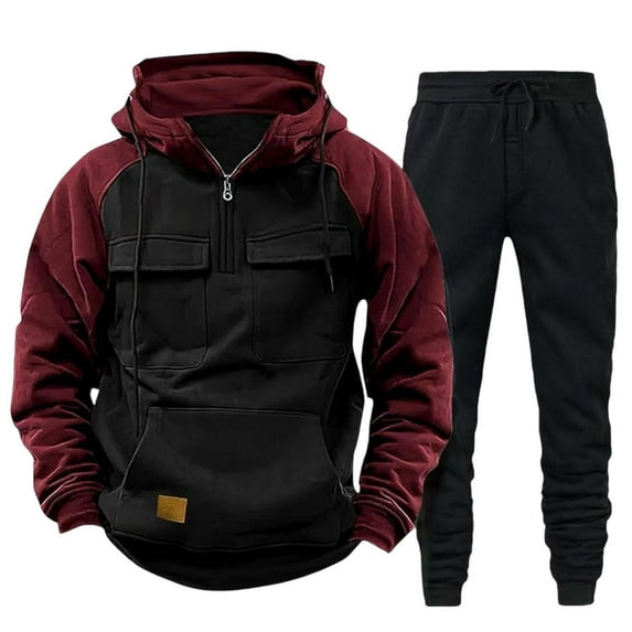 Busydd Men's Tracksuits Casual Matching Mens Sweatsuits 2 Piece Set Long Sleeve Zipper Hoodies and Joggers Men's Vacation Clothes M