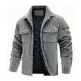 thumbnail image 1 of Busydd Men's Winter Coats Plus Size Comfortable Warm Solid Color Fleece Jacket Trendy Casual Long Sleeve Lapel Button Cotton Winter Jackets for Men with Pockets S, 1 of 3