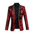 thumbnail image 1 of Busydd Mens Blazer Jacket Long Sleeve Sequin Business Blazers Fashion Open Front Party Performances Suit Jackets Casual Gold Print Sports Coat for Men Slim Fit Plus Size Blazer M-3XL, 1 of 5