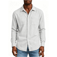 thumbnail image 1 of Busydd Mens Button Down Shirt with Front Pocket Solid Color Long Sleeve Shirts for Men Dressy Casual Turndown Collar Shirts XL, 1 of 9