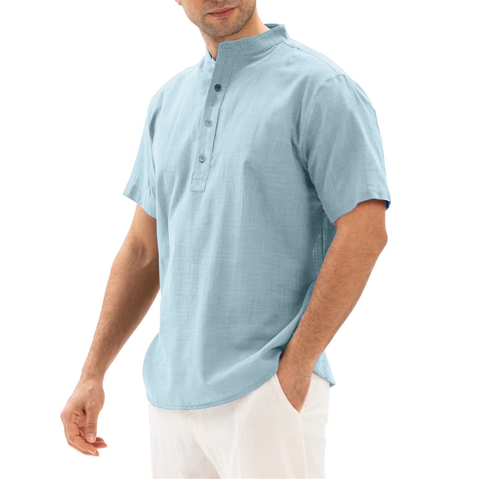 Busydd Mens Button Down Shirts Short Sleeve Turndown Collar Cuban ...