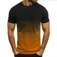 thumbnail image 1 of Busydd Mens Casual T Shirt Contrast Color Tee Tops Gradient Short Sleeve Blouses Round Neck Slim Fit Shirts Fashion Versatile Workout Shirts for Men, 1 of 4