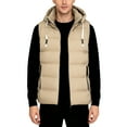 thumbnail image 1 of Busydd Mens Down Vest Solid Color Sleeveless Zipper Fleece Vest for Men Casual Oversized Hooded Mens Vests Outerwear with Pockets L, 1 of 9