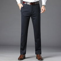 Busydd Mens Dress Pants Solid Color Straight Leg Business Casual Pants Trendy Button Zipper Lounge Pants with Pockets S