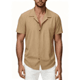 thumbnail image 1 of Busydd Mens Dress Shirts Casual Classic Solid Color Button Down Shirt Men Short Sleeve Turndown Collar Business Tops L, 1 of 9