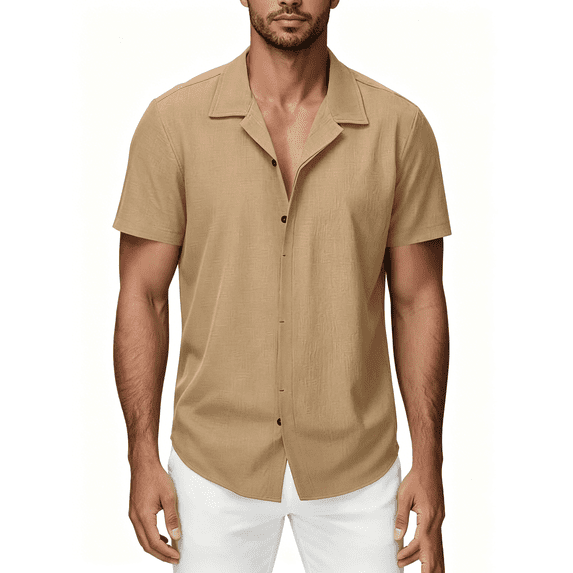 Busydd Mens Dress Shirts Casual Classic Solid Color Button Down Shirt Men Short Sleeve Turndown Collar Business Tops L