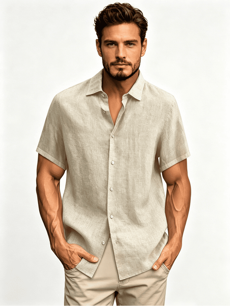 stylish dress shirts for men Busydd Mens Dress Shirts Short Sleeve Button Up Shirts Casual Solid Color  Cotton Linen Shirts for Men Stylish Turndown Collar Oversized Blouses Plus  Size S-5XL