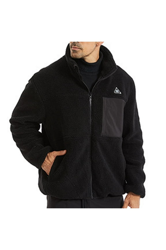 Mens Heated Jacket with 4 Heating Zones Electric USB Heated Coats Fashion Solid Color Long Sleeve Zipper Winter Jackets Warm Fleece Jacket for Men