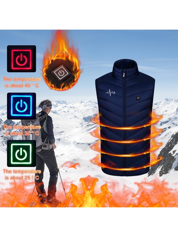 Mens Heated Vest with 9 Heating Zones Smart USB Rechargeable Heated Jacket Fashion Heart Print Sleeveless Zipper Heated Coats Plus Size Warm Winter Vest S-5XL Battery Not Included