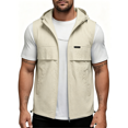 thumbnail image 1 of Busydd Mens Hooded Vest Trendy Solid Color Front Pockets Sleeveless Zip Up Fall Jackets L, 1 of 10