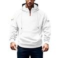 thumbnail image 1 of Busydd Mens Hoodie Solid Color Fleece Hooded Sweatshirt Casual Long Sleeve Zip Pullover Hoodies Fashion Drawstring Pocket Fleece Hoodie 3XL, 1 of 7