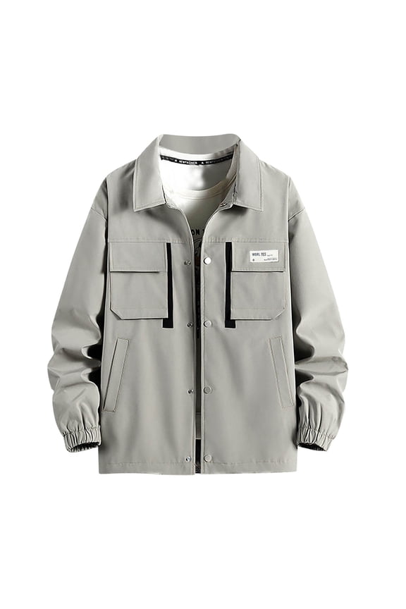 Mens Jacket Fashion Solid Color Windbreaker Jackets for Men Casual Lightweight Button Coats Blazers Mens Bomber Jacket Plus Size Windproof Jacket L-8XL