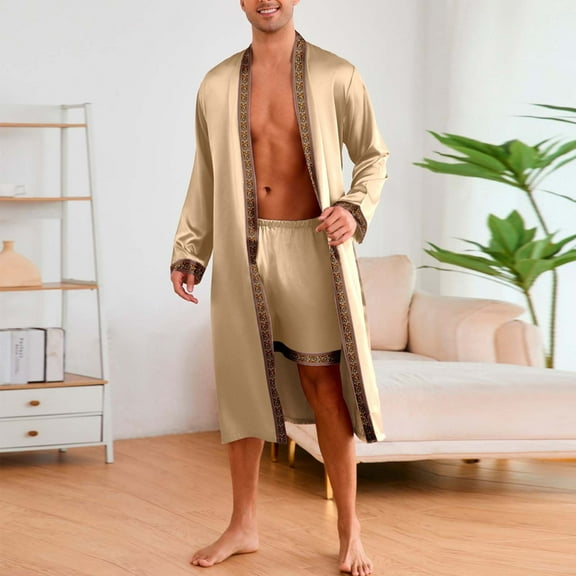 Busydd Mens Pajama Sets Trendy Soft Solid Color Two Piece Sets for Men Casual Comfy Robes and Shorts Loungewear Set 2XL