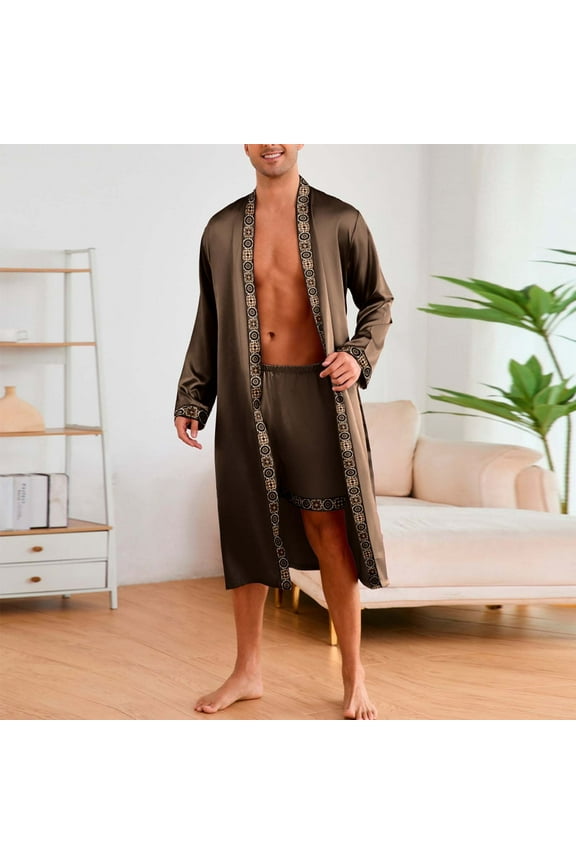 Mens Pajama Sets Trendy Soft Solid Color Two Piece Sets for Men Casual Comfy Robes and Shorts Loungewear Set XL