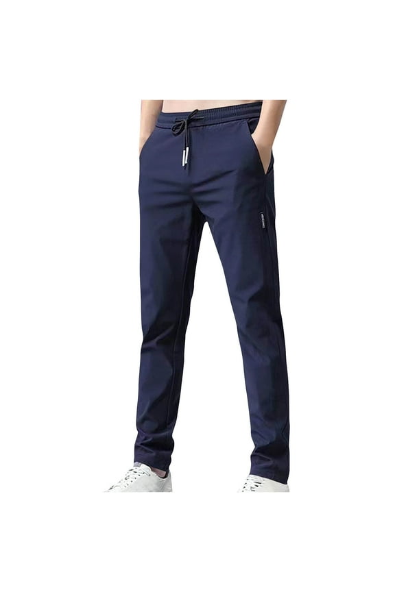 Mens Pants Stretch Drawstring Joggers Sweatpants Regular Fit Solid Color Yoga Sweatpants Full Length Open Bottom Gym Trousers Summer Casual Lightweight Lounge Dress Pants with Pockets,M-5XL
