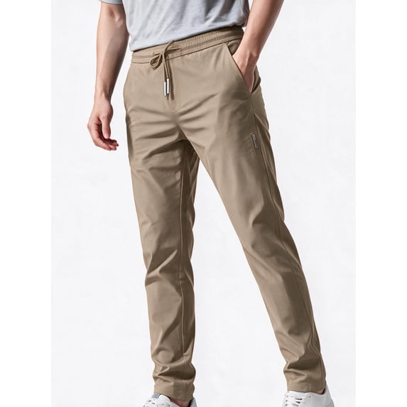 Busydd Mens Pants Stretch Drawstring Joggers Sweatpants Regular Fit Solid Color Yoga Sweatpants Full Length Open Bottom Gym Trousers Summer Casual Lightweight Lounge Dress Pants with Pockets,M-5XL