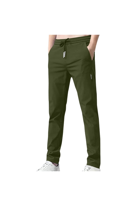 Mens Pants Stretch Drawstring Joggers Sweatpants Regular Fit Solid Color Yoga Sweatpants Full Length Open Bottom Gym Trousers Summer Casual Lounge Dress Pants with Pockets,M-5XL