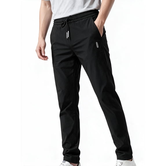 Busydd Mens Pants Stretch Drawstring Joggers Sweatpants Regular Fit Solid Color Yoga Sweatpants Full Length Open Bottom Gym Trousers Summer Casual Lounge Dress Pants with Pockets,M-5XL