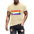 thumbnail image 1 of Busydd Mens Pride Shirt Fashion Cotton Love Heart T Shirts for Man LGBTQ Proud Rainbow Graphic Tees Casual Crewneck Short Sleeve Summer Tops Tshirts Shirts for Men XL, 1 of 4