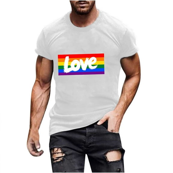 Busydd Mens Pride Shirt Fashion Cotton Love Heart T Shirts for Man LGBTQ Proud Rainbow Graphic Tees Casual Crewneck Short Sleeve Summer Tops Tshirts Shirts for Men 3XL