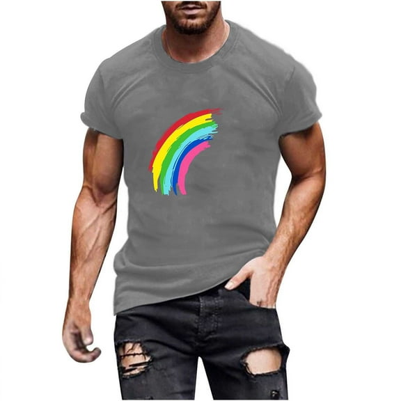 Busydd Mens Pride Shirt Fashion Cotton Love Heart T Shirts for Man LGBTQ Proud Rainbow Graphic Tees Casual Crewneck Short Sleeve Summer Tops Tshirts Shirts for Men XL