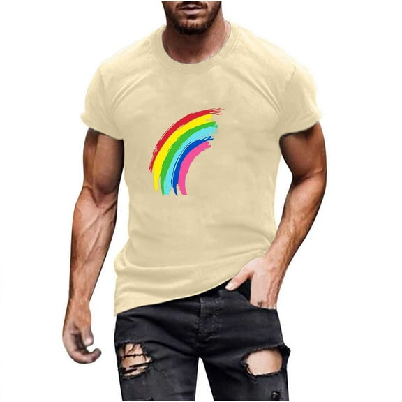 Busydd Mens Pride Shirt Fashion Cotton Love Heart T Shirts for Man LGBTQ Proud Rainbow Graphic Tees Casual Crewneck Short Sleeve Summer Tops Tshirts Shirts for Men L