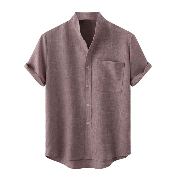 Busydd Mens Shirts Casual Short Sleeve Button Up Shirt Stylish Solid Color Beach Shirts Comfy Oversized Cotton Shirts for Men with Pocket