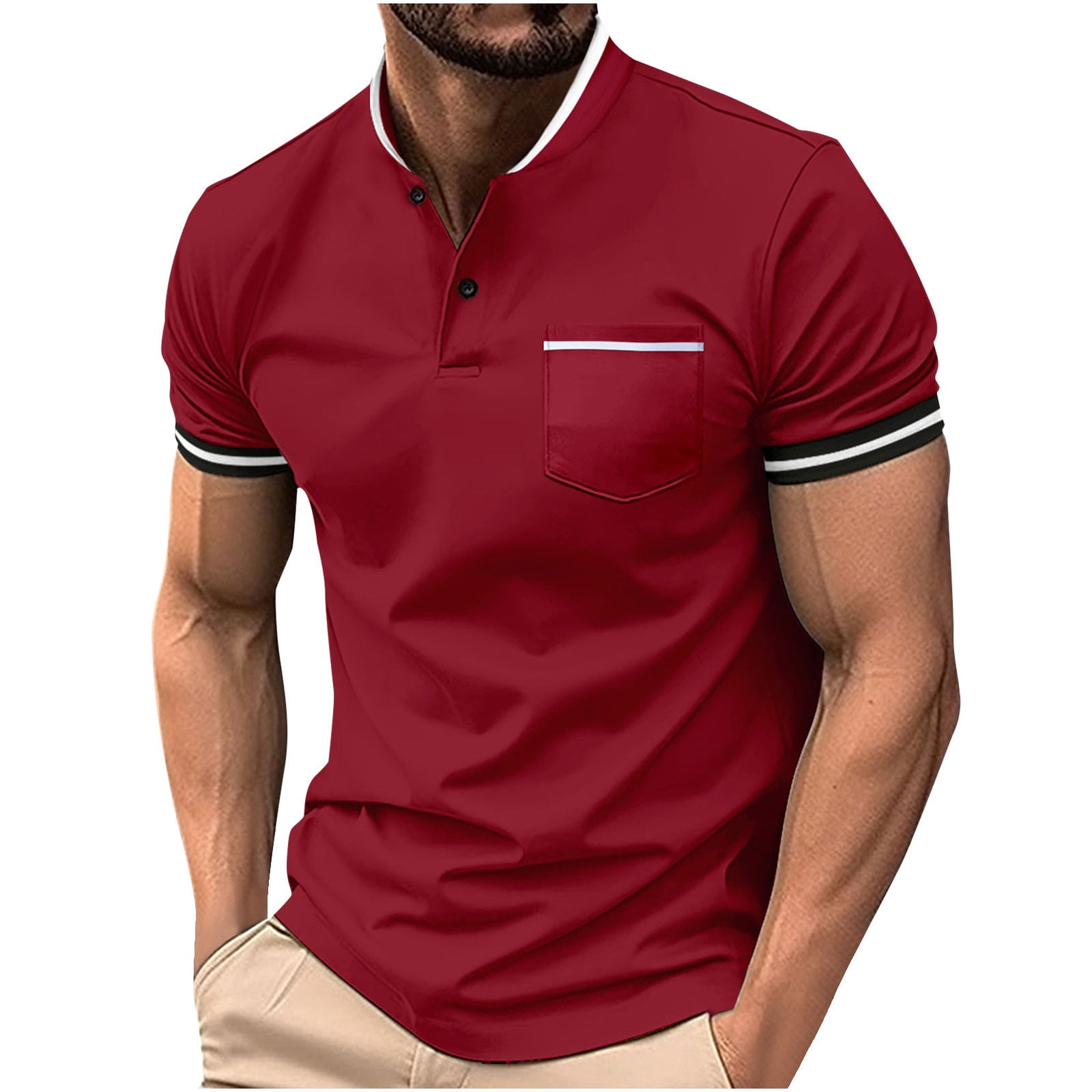 Busydd Mens Shirts Fashion Solid Color Blouses Summer Casual Short ...