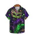 thumbnail image 1 of Busydd Mens Shirts Stylish Mardi Gras Shirt for Men Funny Mask Graphic Shirts Button Down Short Sleeve Shirt Plus Size Carnival Costume Tops, 1 of 5