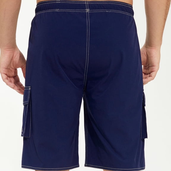 Busydd Mens Shorts Casual Summer Beach Solid Color Men's Swim Trunks Trendy Elastic Waist Drawstring Cargo Shorts for Men with Pockets