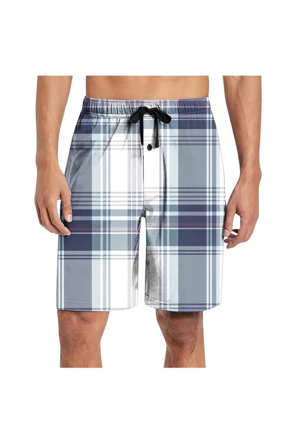 Mens Shorts Fashion Plaid Pajama Shorts Elastic Waist Drawstring Sleep Shorts Casual Comfy Gym Athletic Shorts with Pockets