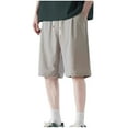 thumbnail image 1 of Busydd Mens Shorts Plus Size Shorts M-4XL Trendy Solid Color Summer Shorts Baggy Comfy Ice Silk Casual Shorts Elastic Waist Drawstring Knee Length Shorts with Pockets, 1 of 9