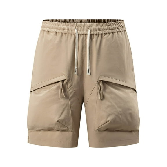 Busydd Mens Shorts S-4XL Trendy Solid Color Summer Shorts Loose Oversized Elastic Waist Drawstring Casual Shorts Plus Size Shorts with Zipper Pockets