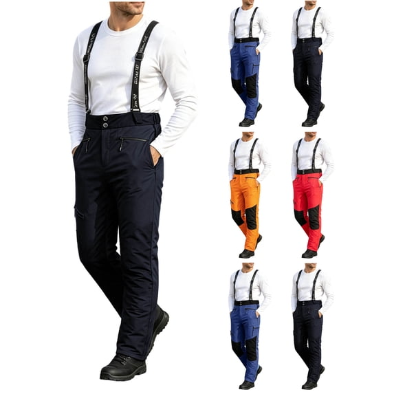 Calif Snow Busydd Mens Snow Pants with Suspenders Water Resistant Insulated Ski ...