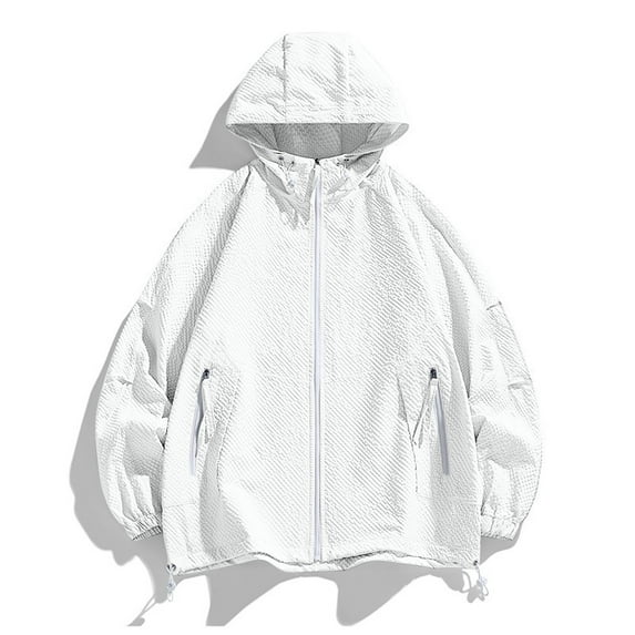 Busydd Mens Sun Jacket S-3XL Long Sleeve Solid Color Sun Protection Jackets for Men Summer Lightweight Sun Shirts for Men Breathable Outdoor Fishing Full Zipper Hoodie with Pockets