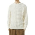 thumbnail image 1 of Busydd Mens Sweater Fashion Casual Solid Color Pullover Sweaters Long Sleeve Chunky Cable Knit Sweater Winter Warm Oversized Crewneck Sweaters Plus Size Sweaters M-4XL, 1 of 1